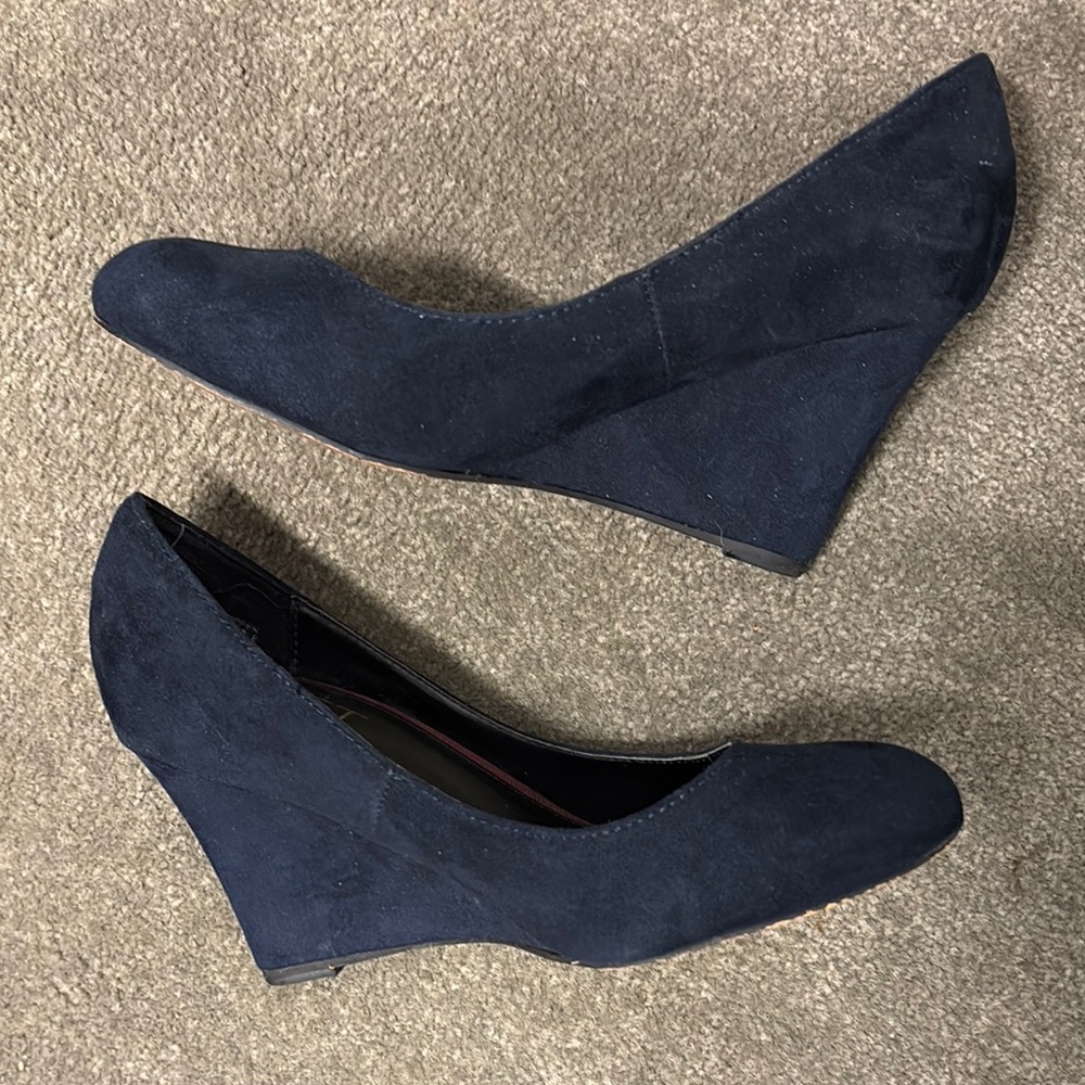 Ann Taylor Loft Wedge Heels | Size 5 | Dark Blue Suede